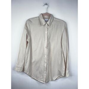 Aritizia Little Moon Organic Cotton Gauze Sail Shirt Cream Button Up Relaxed XS